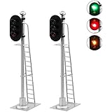 JTD433GYR 2PCS Model Railroad Train Signals 2-Lights Block Signal 1:43 O Scale 12V Green-Yellow-Red Traffic lights for Train Layout New
