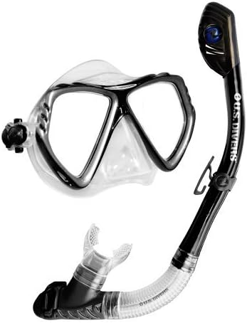 TUSCON and REGAL SILICON DRY TOP Snorkel set US DIVERS silicon snorkelling black by Aqua Lung America