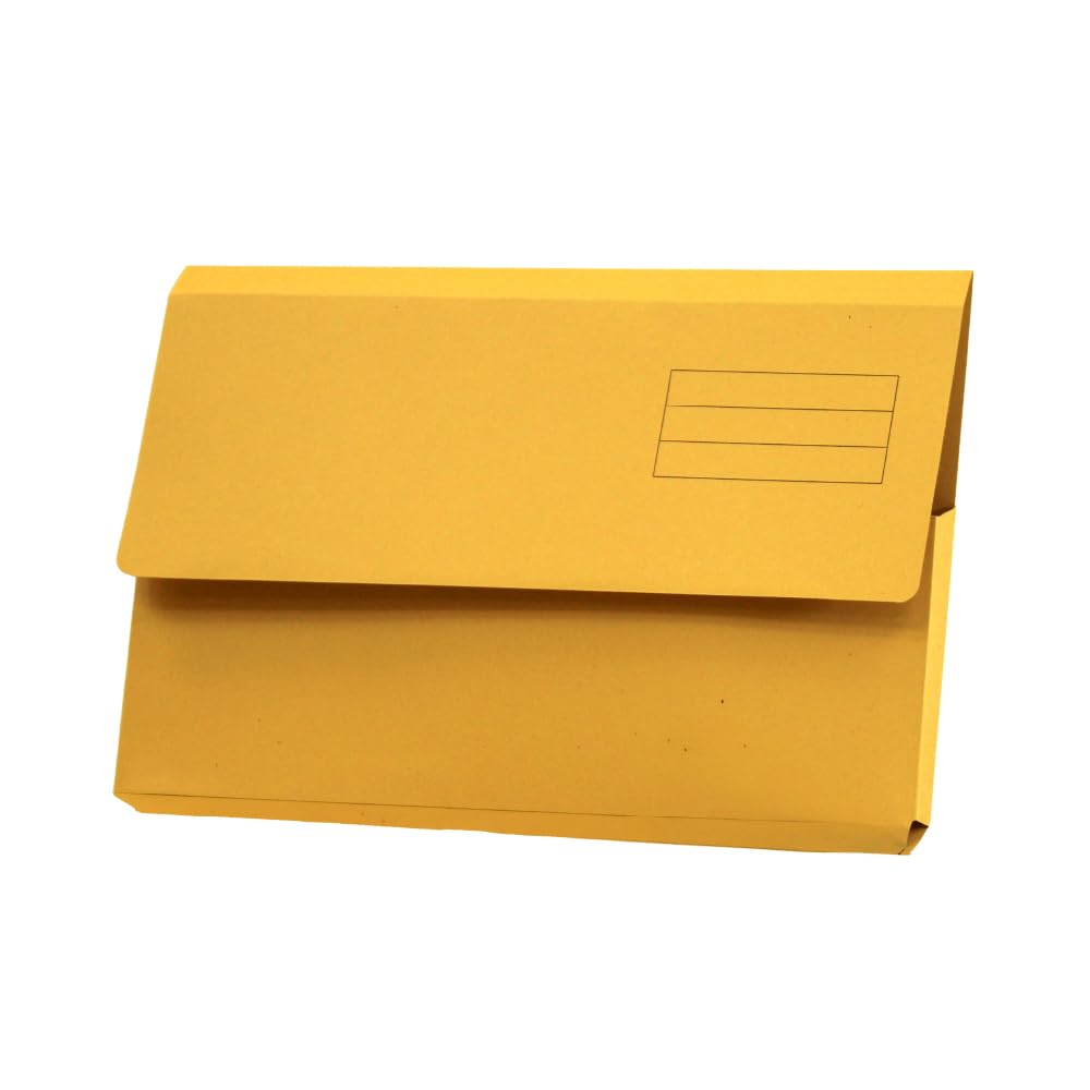 Exacompta Guildhall Plain Document Wallet, 345x245 mm, 250 gsm - Yellow, Pack of 50