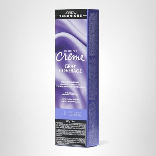 L\'OREAL TECHNIQUE Excellence Crme Permanent Hair Color | Long-Lasting Hair Dye | Rich Formula with No-Drip Application | Superb Gray Coverage | For All Hair Types | Dark Copper Golden Blonde