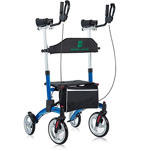 BEYOUR WALKER Upright Rollator Walker with Adjustable Backrest, 10