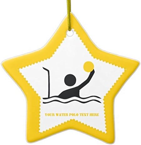 Water polo player black silhouette custom DoubleSided star ceramic christmas ornament