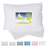 Angel Dreams Toddler Pillow, 13x18, Bundle with (White) Pillowcase