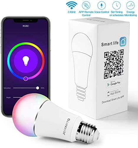 WiFi Smart Bulb, JOMARTO Bulb Bayonet 9W Smart Led Bulb Compatible with Alexa, Google Home and IFTTT, Dimmable RGB Smart Light Bulb, No Hub Required, 60W Equivalent Remote Controlled (E27 Bulb)