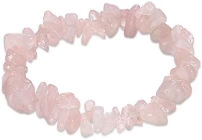 Huangiao Pink Natural Stone Gemstone Stretchy Link Bracelet Rose Quartz Beads Natural Stone Gravel Gemstone Chips Bracelets