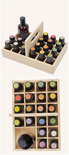 VolksRose Essential Oil Storage Box, Wooden Tray Display Rack with Carry Handle Organizer for Jewelry, Small Plant, Diffuser, Nail Polish and More, Holds 21 Bottles #ob07 - Thumbnail 6
