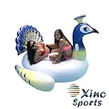 XinoSports Deluxe Inflatable Pool Float, Lounger Giant Peacock Raft with 2 Sturdy Handles, Incredible Fun for The Whole Family! Floatie for Pools, Lakes or The Beach