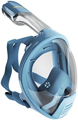 Moana Explorer Full Face Snorkel Mask-180 Degree Panoramic View-Largest Viewing Area-Newest Anti Fog and Anti Leak Technology-Free Breathing-Great for Kids and Adults (Blue, Small)