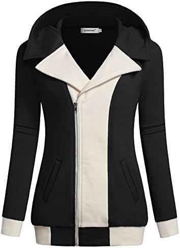 Kospoon Women Hoodies Zipper, Plus Size Sweatshirt Jacket Dressy Shirts Black 2XL