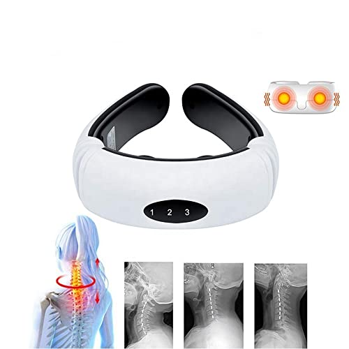HEVIDENCIA Masseur Cervical, Masseur de Nuque Portable, Massage de Cou Intelligent à Impulsion électrique Avec Fonction de Chauffage,6 Modes de Puissance pour Voyage, Bureau, Maison