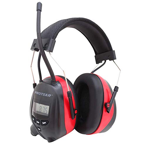 Protear Bluetooth Radio Headphones AM FM Noise Reduction Safety Earmuffs with Rechargeable 1200mAh Lithium Battery & Built-in Mic,NRR 25dB Ear Protector For Working