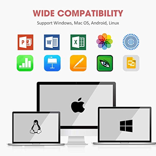 VicTsing (Upgraded Version) Presentation Clicker with Laser Pointer, 2.4GHz Wireless Clicker, Switch Windows/Hyperlink/Volume Control/Video Pause, Red Laser Pen for Google Slides, PowerPoint, Prezi