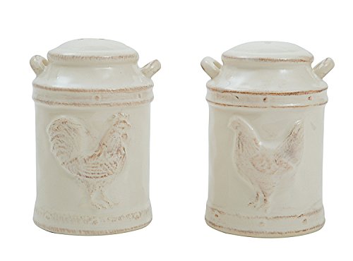 Creative Co-Op DA3702 Ceramic Salt & Pepper Shakers with Chicken Images, White
