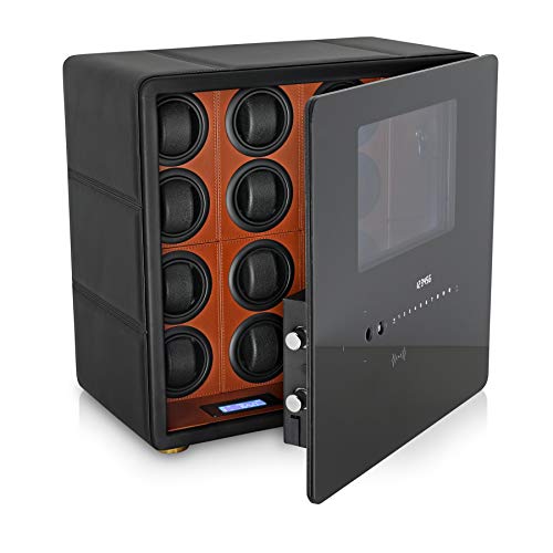 Watch Winder Safe Box for 12 Automatic Watches with Digital Lock, Alarm Option and Interior Backlight