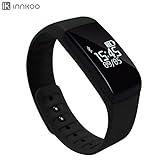 InnKoo Waterproof Activity Tracker, U8 Fitness Tracker Pedometer Watch Steps Calories Counter Smart Bracelet Wristband Sports Band Sleep Tracker, for Women Men Kids Seniors Bluetooth Sync (Black)