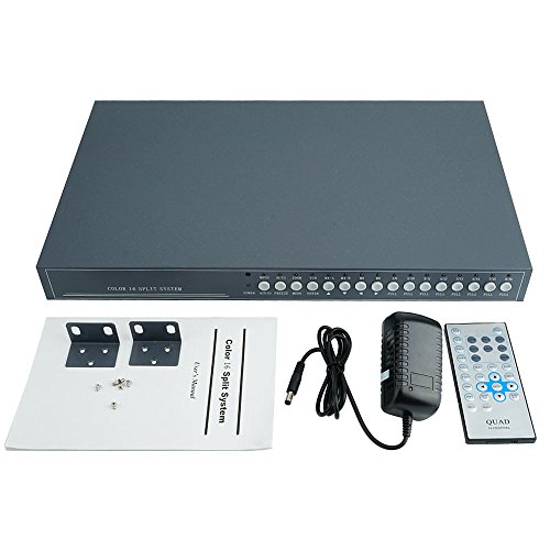 WiseupTM 16Ch Real time Video Multiplexer Motion Detection CCTV Security Video Quad Processor with Remote Control