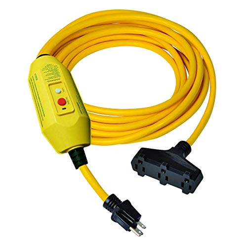 Electriduct GFCI Power Extension Cord 3 Outlets UL Outdoor Waterproof 15 Amp 12 Gauge Auto Reset GFI