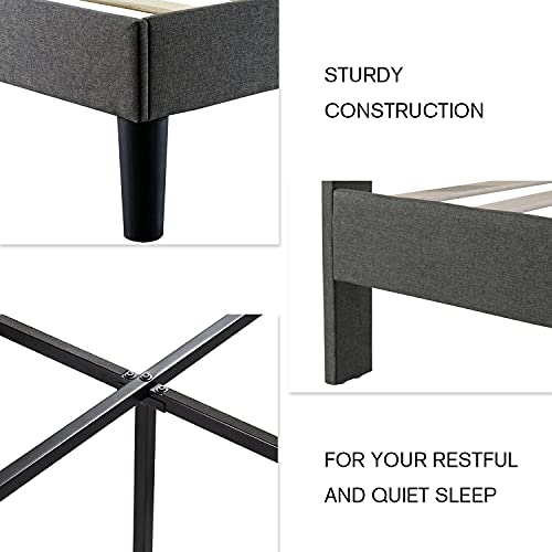 IMUsee Full Bed Frame with Button Tufted Headboard, Upholstered