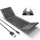 Foldable Bluetooth Keyboard, Jelly Comb B003B Dual Mode USB Wired & Bluetooth Keyboard with Touchpad Rechargeable for Windows Android Tablet Smartphone Surface and More-Updated (Dark Gray)