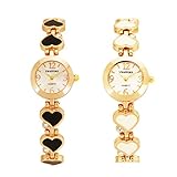 ThaiTime 2pcs Fashion Woman Girls Heart Shape Bracelet with Elegant Quartz Wrist Watch