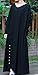 Soojun Women's Pure Cotton V Collar Maxi Dresses with Bawting Sleeve, Black Long Sleeve