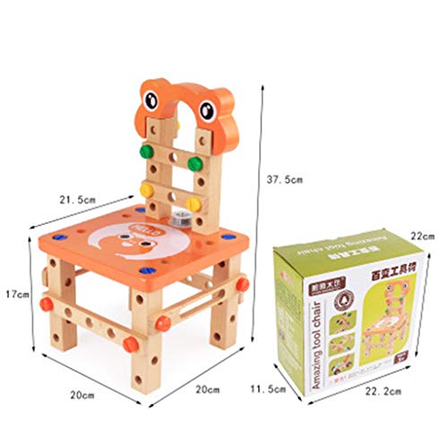 DIY Assembly Toy, Luban Chair Disassembly Assembly Of Nuts Three-dimensional Toy, Double Game, Interaction Puzzle Games for Kids 5 and Up (♥ Orange)