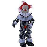 Haunted Hill Farm 2.6 ft. Animated Lighted Clown Decoration | Creepy Red LED Eyes | Halloween Haunted House Props | Touch Activated | Sound Effects and Poseable Arms | Battery-Operated | HHMNCLW-1FLSA Haunted Hill Farm 2.6 ft. Animated Lighted Clown Decoration | Creepy Red LED Eyes | Halloween Haunted House Props | Touch Activated | Sound Effects and Poseable Arms | Battery-Operated | HHMNCLW-1FLSA