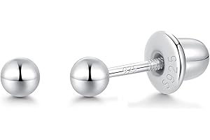 LULAU Ball Screw Back Earrings for Women 925 Sterling Silver Hypoallergenic Available in 3mm-5mm Classic Round Ball Studs