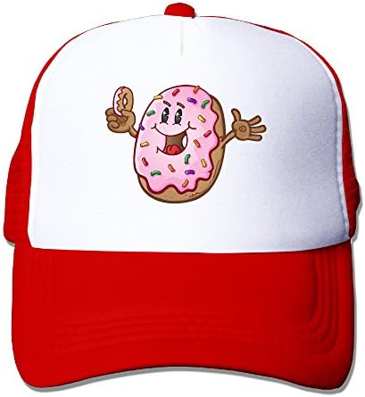 Uzhongquux Chocolate Donut Summer Mesh Cap With Adjustable Snapback Strap Red