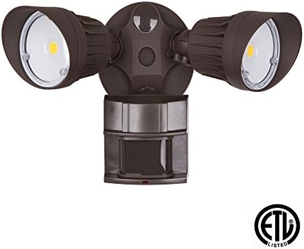 LED Security Light 20W Flood (100 Watt Replacement), Motion Sensor + Photocell, 1500 lm, 5000K (Daylight), Adjustable Head, Bronze, IP65, ETL Listed