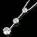 EleQueen Women's Full Cubic Zirconia Long Ball Round Bridal Y-Necklace Earrings Set Silver-Tone Clear