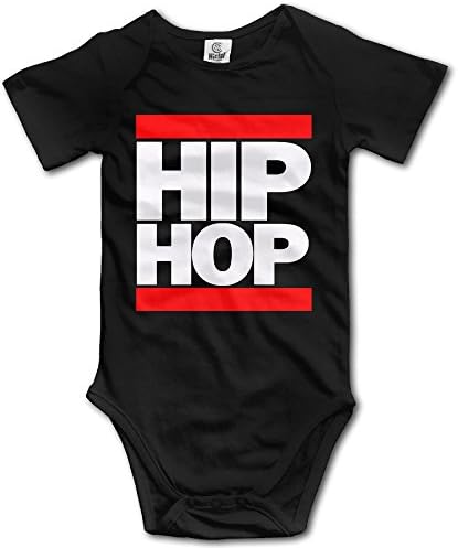 ElinaDesdemona Hip Hop Cotton Infant Bodysuit Playsuit Union Suit Baby Short-Sleeve Bodysuit Black