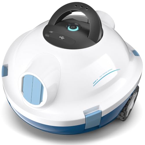 Bocxi Pool Robot, Wireless Pool Vacuum, Cordless Robot Pool Cleaner, Automatic, Powerful Pool Vacuum, 120 Minutes Running Time, Self-Parking, Ideal for Flat Floors up to 100 m² (White)