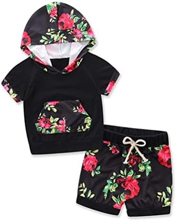 Palarn Newborn Baby Boy Girl Floral Hood Top T-shirt + Shorts Pants Outfits Set Clothes