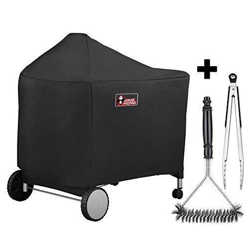 Kingkong 7152 Grill Cover for Weber Performer Charcoal Grills, 22-Inch (Compared to Weber 7152) including Stainless Steel Brush and Tongs
