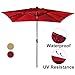Abba Patio 9 by 7 Feet Rectangular Patio Umbrella with Solar Powered 32 LED Lights with Tilt and Crank, Dark Red
