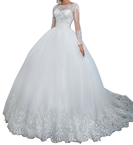 long sleeve net wedding dresses