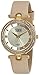 Burgi Swarovski Crystal Studded Watch - 4 Genuine Diamond Markers, See Through and Sunray Dial On Cream Satin Over Leather Women’s Watch - BUR104