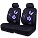 CAR PASS Universal Fabric Front Car Seat Covers, Print Purple Flower and Butterfly Front Seat Covers with Airbag Compatible, Fit Sedans,Cars,Vans,Suitable for Women & Girly (Black and Purple)