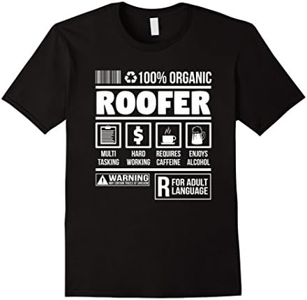 Mens Roofer Ingredients | Funny Novelty Roofing Gift T-Shirt  Large Black