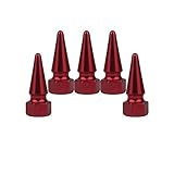 Senzeal 5X Spike Style Polished Aluminium Tyre Valve Caps for Car Bike Truck Red