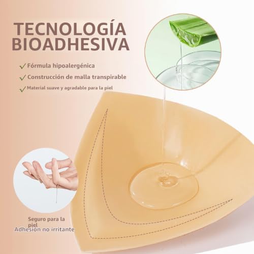 CUKIN Double Sided Adhesive Bra Pads, Invisible Reusable Push Up Inserts, Padded Lift Pads for Large Bust, 1 Pair