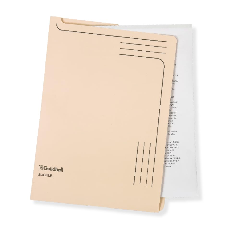Exacompta - Ref 4609Z - Guildhall - Slip file, 315 x 230mm, 230gsm Filing Board, Top & Side Openings, Printed Space for Titles, Holds Approx. 50 Sheets of A4 Paper - Cream, Pack of 50