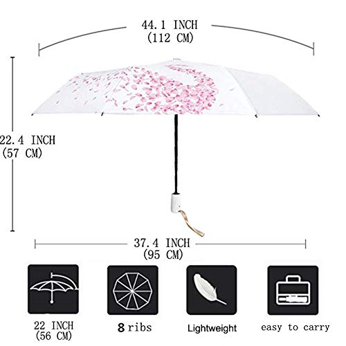 Outdoor Travel Sun & Rain UV Protection Parasol Umbrellas Lightweight Folding Auto Open Close Cute Rain Protection Golf Umbrella for Women - Thumbnail 5