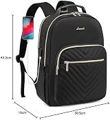 LOVEVOOK Laptop Backpack Women 15.6 inch USB Port Padded 10 Pockets Black view 9