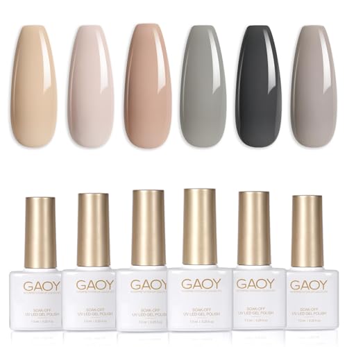 GAOY Gel Nail Polish Set Grey Nude Colors