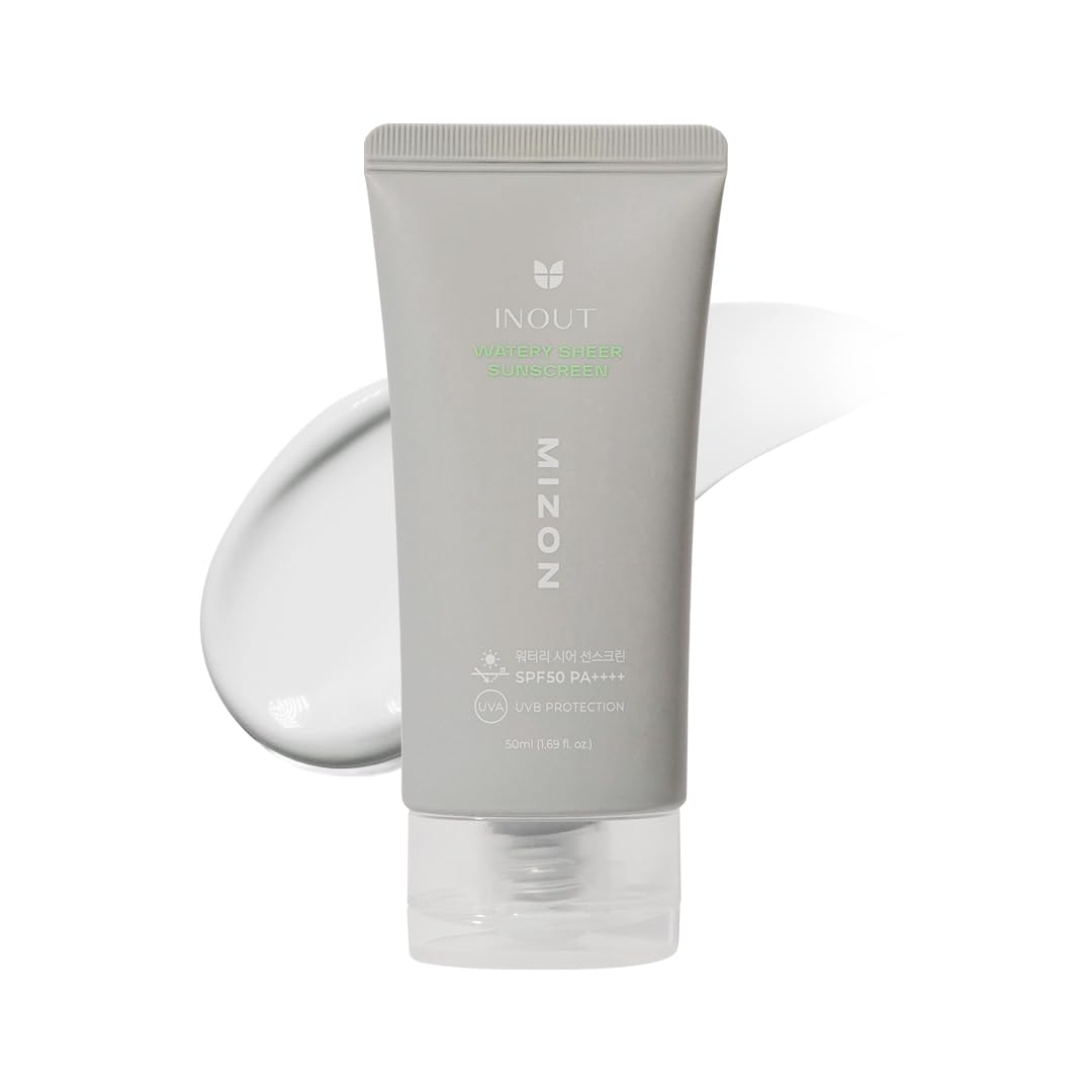 [MIZON] INOUT WATERY SHEER SUNSCREEN SPF 50 PA++++ (50 ml) SPF 50 Moisturizer Sunscreen PA++++ - Lightweight Hydrating Korean SPF - No White Cast - Sensitive & Acne-Prone Skin - Vegan