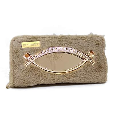 TIED RIBBONS Womens Faux Fur Clutch (Multicolour)