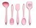 5-Piece Silicone Kitchen Utensils Set by Cuisine Labs - 1 Ladle, 1 Turner, 1 Spatula, 1 Slotted Spoon, 1 Spoon - Heat Resistant, BPA Free.