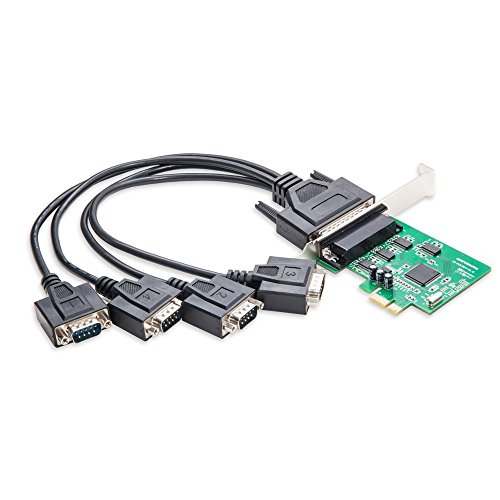 IO Crest 4 Serial Ports PCI-e Controller Card with Fan-Out Cable and Bundled with Low Profile Bracket SI-PEX15038